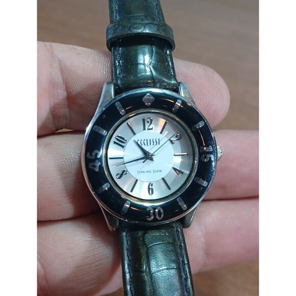 Designer Ecclissi Ladies Sterling Silver Case & Genuine Leather Strap Watch - Picture 1 of 12